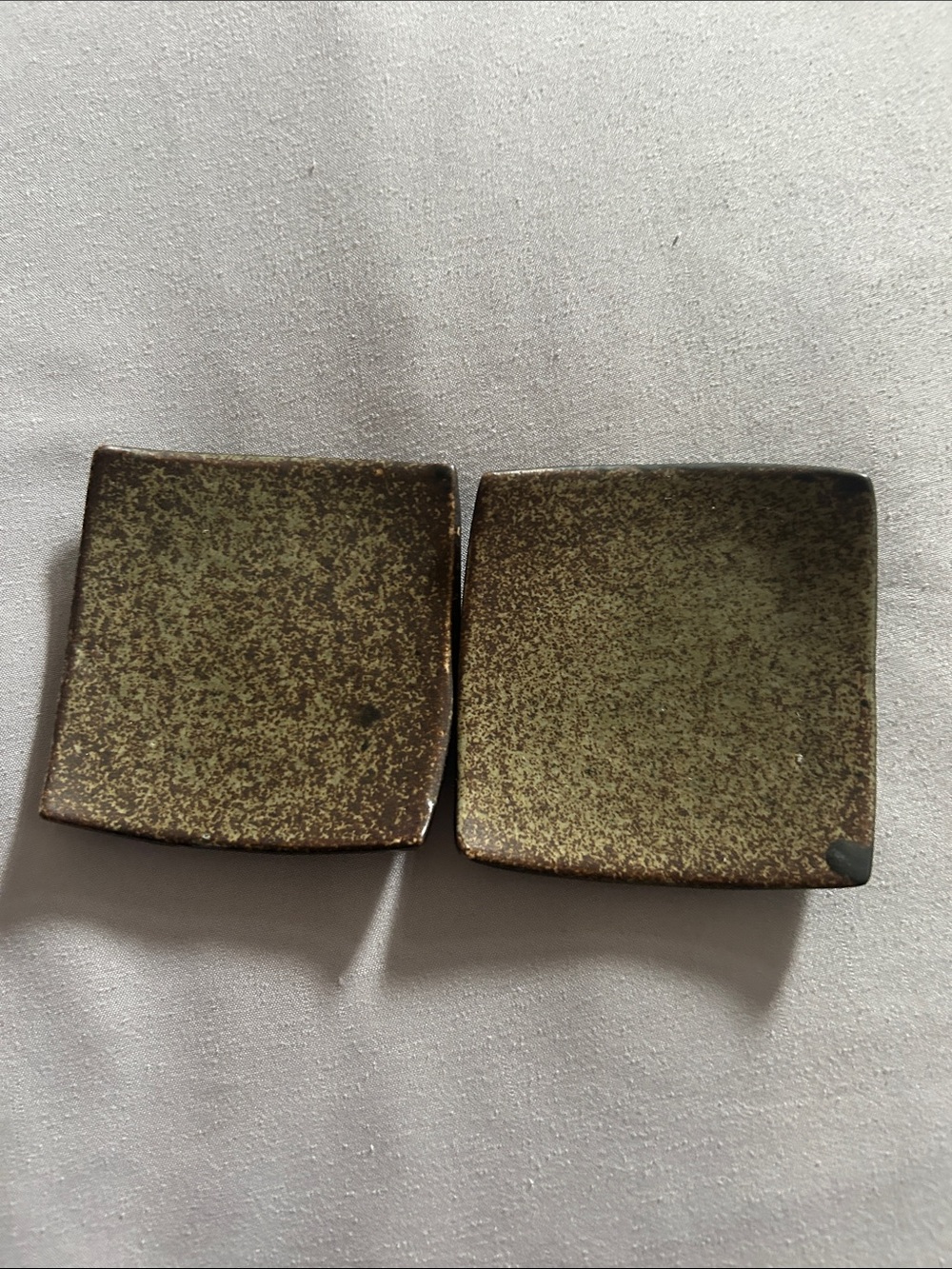 Source Unknown Olive-Tone Square Metal Accent Pair